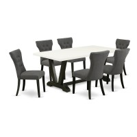East West Furniture V626Ga650-7 - 7-Piece Dining Room Set - 6 Parson Dining Chairs And Dining Room Table Solid Wood Structure