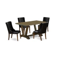 East West Furniture - V726Fo749-5 - 5-Piece Dining Table Setour Sophisticated 5-Pc Dining Room Table Set Is Going To Make Your Family Mealtime More Comfortable And Pleasant! Our 5 Piece Kitchen Table