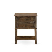 East West Furniture Vl-07-Et Wood Side Table With 2 Wood Drawers For Bedroom, Stable And Sturdy Constructed - Distressed Jacobean Finish