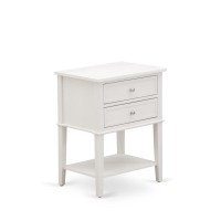 East West Furniture Vl-0C-Et Small Night Stand With 2 Wooden Drawers, Stable And Sturdy Constructed - Wire Brushed Butter Cream Finish
