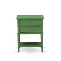 East West Furniture Vl-12-Et Modern Wooden Nightstand With 2 Mid Century Wooden Drawers, Stable And Sturdy Constructed - Clover Green Finish