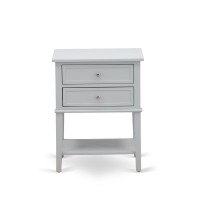 East West Furniture Vl-14-Et Night Stand For Bedroom With 2 Wood Drawers For Bedroom, Stable And Sturdy Constructed - Urban Gray Finish