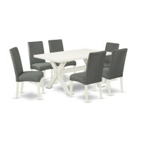 East West Furniture X026Dr207-7 - 7-Piece Modern Dining Table Set - 6 Parsons Dining Room Chairs And Rectangular Table Hardwood Structure