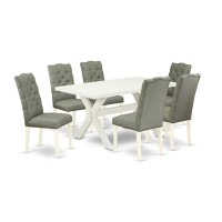 East West Furniture X026El207-7 - 7-Piece Dining Table Set - 6 Parsons Chairs And A Rectangular Table Hardwood Frame
