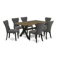 East West Furniture X676Ga650-7 - 7-Piece Rectangular Dining Table Set - 6 Parson Chairs And A Rectangular Dining Table Solid Wood Structure