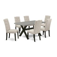 East West Furniture X696El635-7 - 7-Piece Dining Table Set - 6 Parson Chairs And Dining Room Table Solid Wood Frame