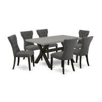 East West Furniture X696Ga650-7 - 7-Piece Rectangular Dining Table Set - 6 Parson Chairs And A Rectangular Dining Table Hardwood Frame