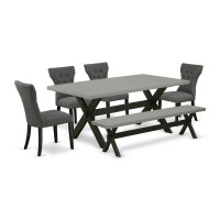 East West Furniture X697Ga650-6 - 6-Piece Kitchen Table Set - 4 Parson Chairs, A Lovely Bench And Dinner Table Hardwood Structure