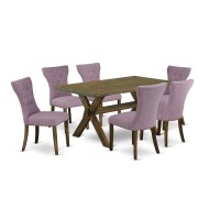 East West Furniture X776Ga740-7 - 7-Piece Kitchen Table Set - 6 Parson Chairs And Dinette Table Solid Wood Structure