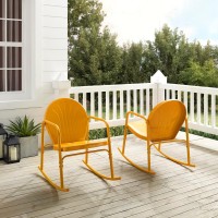 Griffith 2Pc Outdoor Metal Rocking Chair Set Tangerine Gloss - 2 Rocking Chairs