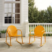 Griffith 2Pc Outdoor Metal Rocking Chair Set Tangerine Gloss - 2 Rocking Chairs
