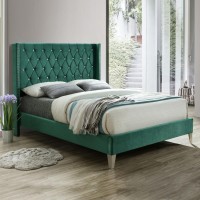 Better Home Products Alexa Velvet Upholstered Queen Platform Bed In Green