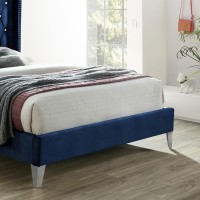 Better Home Products Alexa Velvet Upholstered Queen Platform Bed In Blue