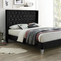 Better Home Products Alexa Velvet Upholstered Queen Platform Bed In Black
