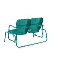 Ridgeland Outdoor Metal Loveseat Glider Turquoise Gloss