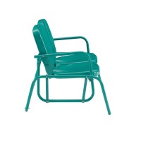 Ridgeland Outdoor Metal Loveseat Glider Turquoise Gloss