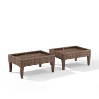 Capella 2Pc Outdoor Wicker Ottoman Set Creme/Brown - 2 Ottomans