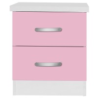 Better Home Products Cindy Faux Wood 2 Drawer Nightstand In Pink & White