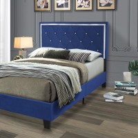 Better Home Products Monica Velvet Upholstered Queen Platform Bed In Blue