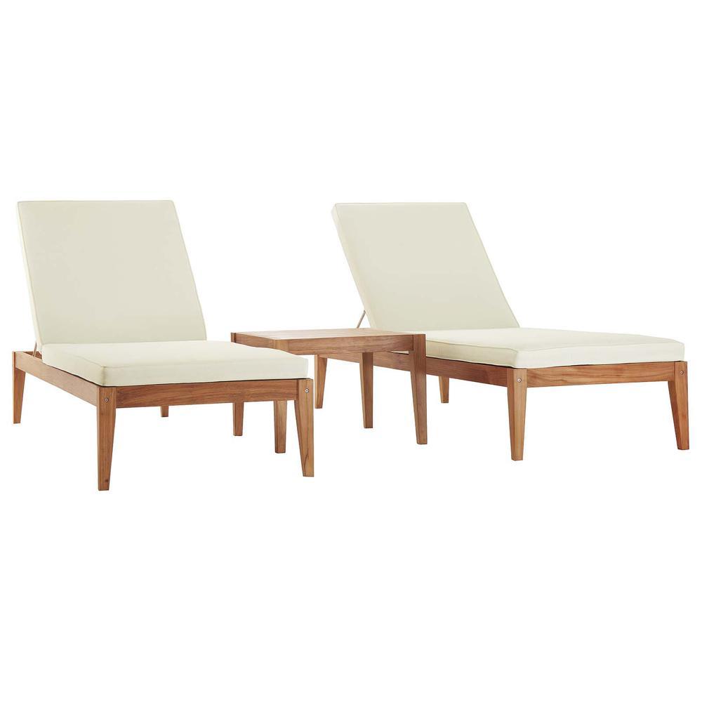 Northlake 3Piece Outdoor Patio Premium Grade A Teak Wood Set - Natural White Eei-3626-Nat-Whi-Set