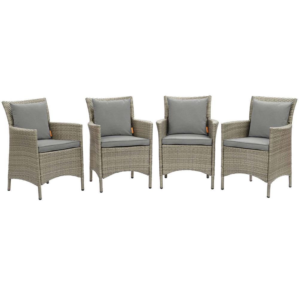 Conduit Outdoor Patio Wicker Rattan Dining Armchair Set Of 4