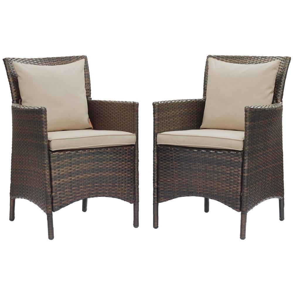 Conduit Outdoor Patio Wicker Rattan Dining Armchair Set Of 2