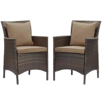 Conduit Outdoor Patio Wicker Rattan Dining Armchair Set Of 2