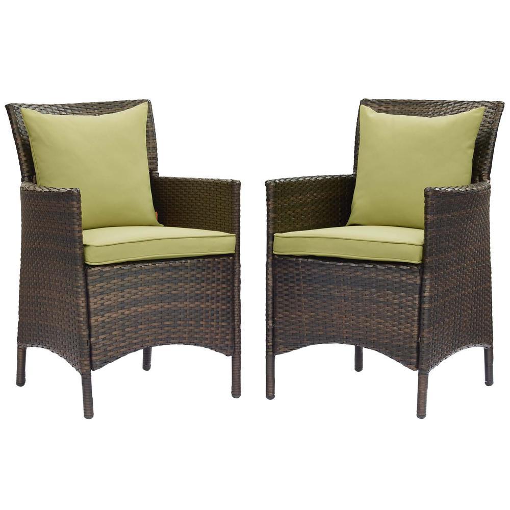 Conduit Outdoor Patio Wicker Rattan Dining Armchair Set Of 2