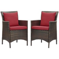 Conduit Outdoor Patio Wicker Rattan Dining Armchair Set Of 2