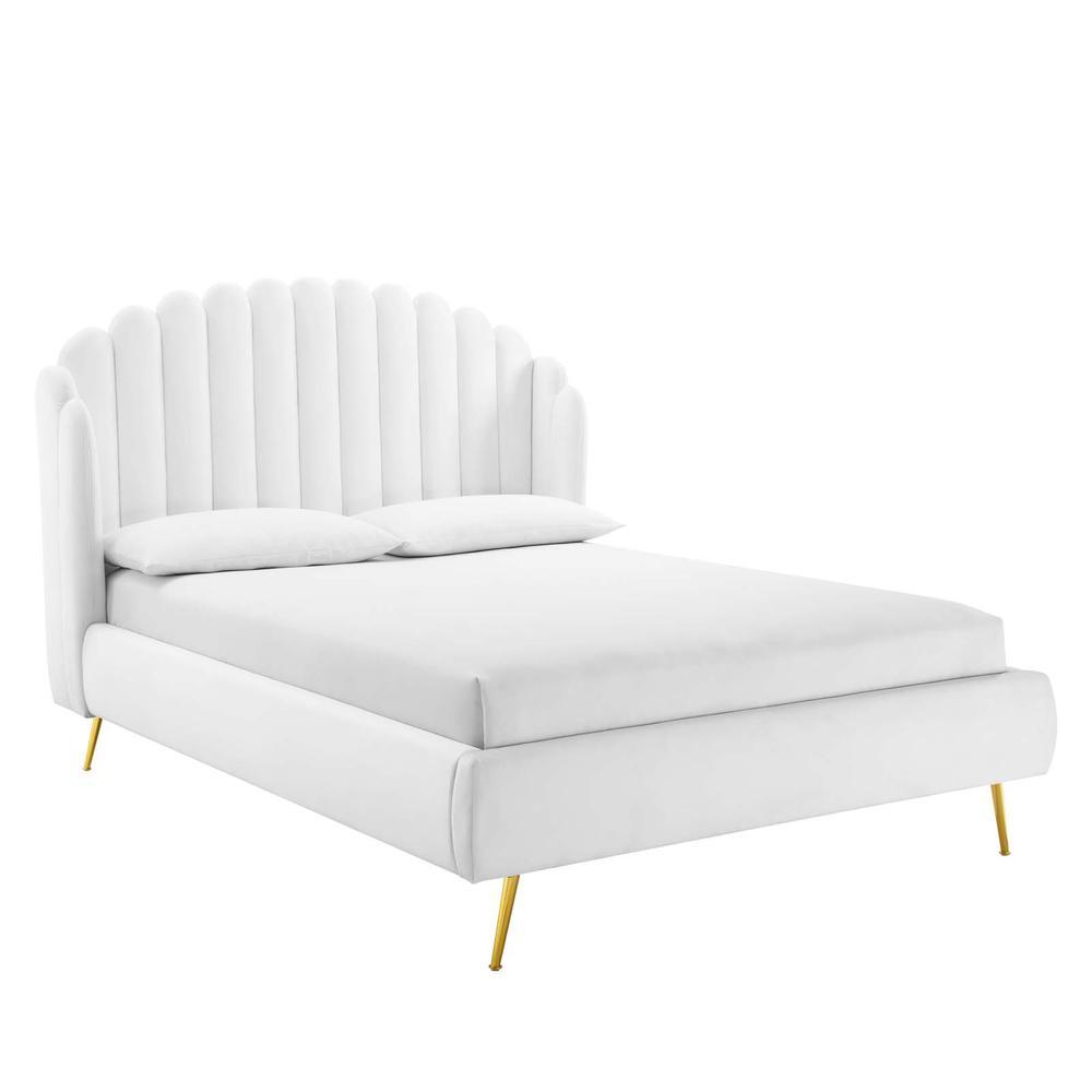 Lana Queen Performance Velvet Wingback Platform Bed