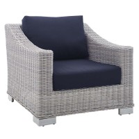 Conway Sunbrella Outdoor Patio Wicker Rattan 2-Piece Armchair And Ottoman Set