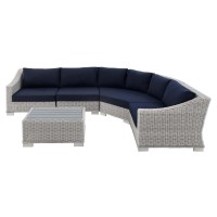Conway Sunbrella Outdoor Patio Wicker Rattan 5-Piece Sectional Sofa Set