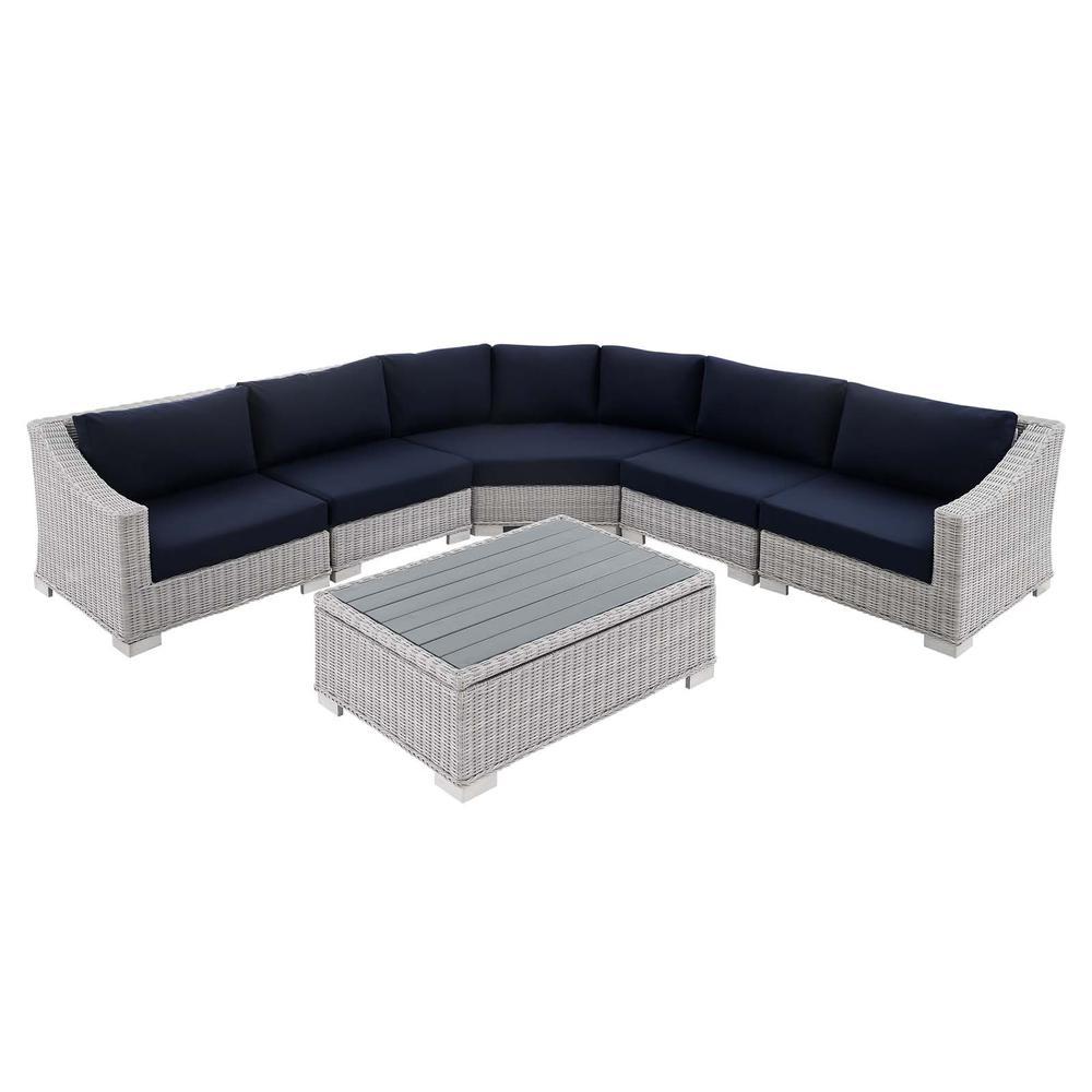 Conway Sunbrella Outdoor Patio Wicker Rattan 6-Piece Sectional Sofa Set