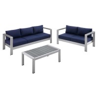 Shore Sunbrella Fabric Outdoor Patio Aluminum 3 Piece Set