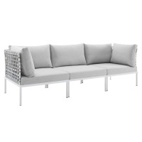 Harmony Sunbrella Basket Weave Outdoor Patio Aluminum Sofa