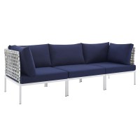 Harmony Sunbrella Basket Weave Outdoor Patio Aluminum Sofa