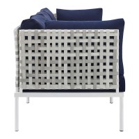 Harmony Sunbrella Basket Weave Outdoor Patio Aluminum Sofa