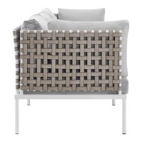 Harmony Sunbrella Basket Weave Outdoor Patio Aluminum Sofa