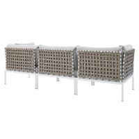 Harmony Sunbrella Basket Weave Outdoor Patio Aluminum Sofa