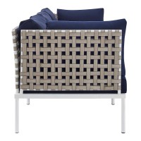 Harmony Sunbrella Basket Weave Outdoor Patio Aluminum Sofa