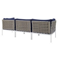 Harmony Sunbrella Basket Weave Outdoor Patio Aluminum Sofa