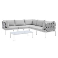 Harmony 6-Piece Sunbrella Outdoor Patio Aluminum Sectional Sofa Set