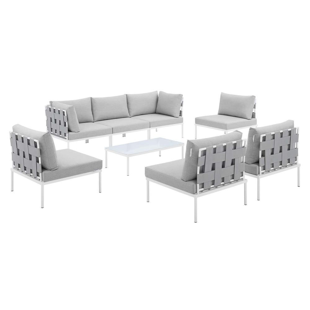 Harmony 8-Piece Sunbrella Outdoor Patio All Mesh Sectional Sofa Set