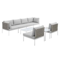 8-Piece Sunbrella Basket Weave Outdoor Patio Aluminum Sectional Sofa Set