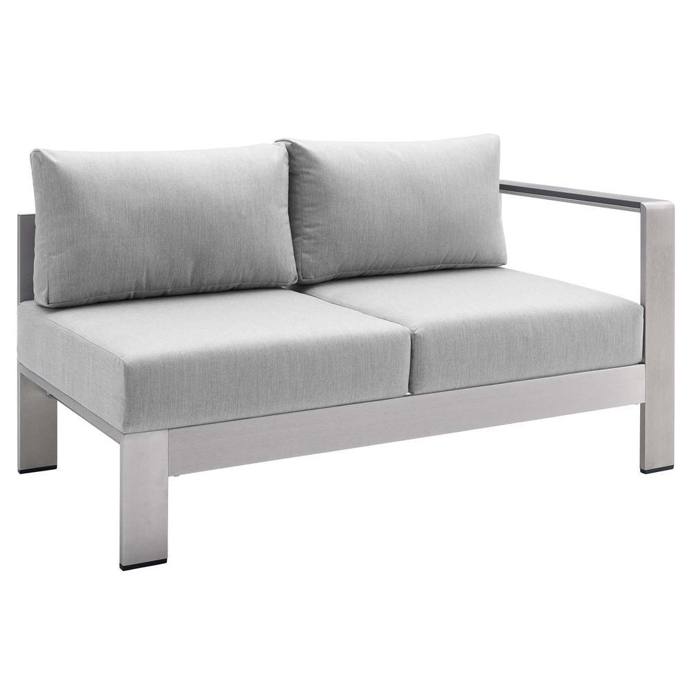 Shore Sunbrella Fabric Aluminum Outdoor Patio Right-Arm Loveseat