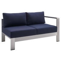 Shore Sunbrella Fabric Aluminum Outdoor Patio Right-Arm Loveseat