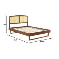 Modway Sierra Cane And Wood Queen Platform Bed With Angular Legs In Walnut