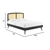 Modway Sierra Cane And Wood King Platform Bed With Splayed Legs In Black