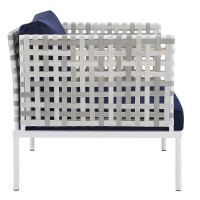 Harmony Sunbrella Basket Weave Outdoor Patio Aluminum Armchair