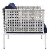 Harmony 3-Piece Sunbrella Basket Weave Outdoor Patio Aluminum Seating Set